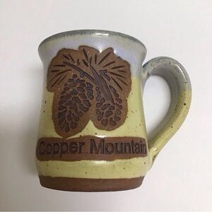 Copper Mountain Studio Pottery Coffee Mug Charlotte Lee Signed Pinecones Ski CO